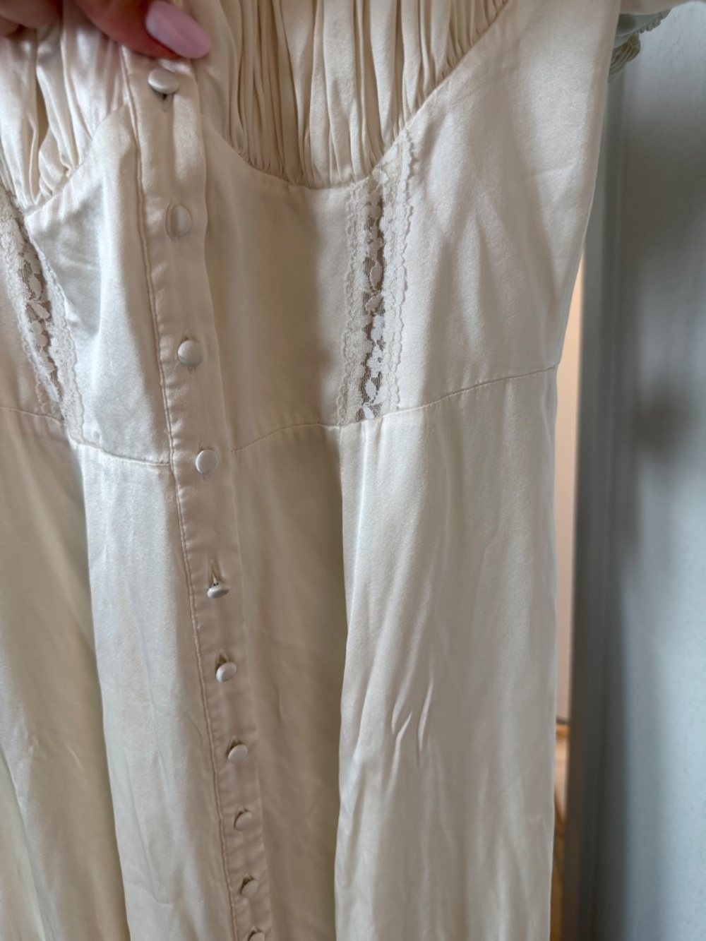 House of CB Eviana Ivory Real Silk Puff Sleeve Maxi Dress Size M - Picture 6 of 6